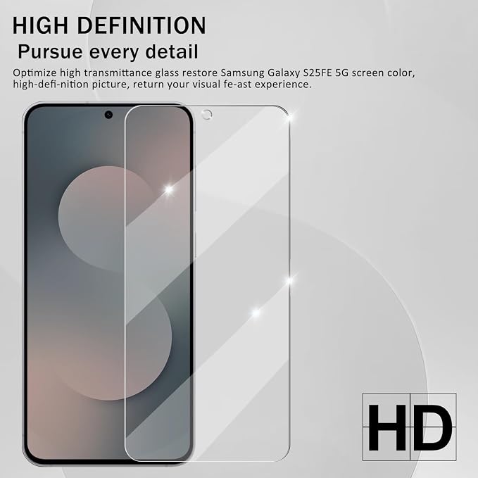Screen Protector for Samsung Galaxy S25 FE, [2+2 Pack] Tempered Glass & Camera Lens Protectors[Ultrasonic Fingerprint Unlock] [Case Friendly] [Bubble-Free] Screen Protector Glass For S25 FE - Image 5