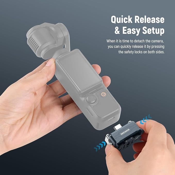 NEEWER Charging Adapter Base Compatible with DJI Osmo Pocket 4 & Pocket 3, Type C Charging, 1/4" Thread Arca Type Dovetail, Magnetic Folding Fingers for Tripod & Action Camera Mount Accessories, AC018 - Image 3