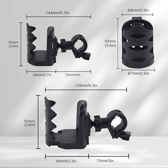 BRBASAP Stand Cup Holder Clamp Attachment Microphone Stand Adjustable Water Bottle Drink Caddy Mount for Music Handle Bar Pole or Gaming Chair Motorcycle Desk with Clip and Luggage Attachment, balck - Image 7