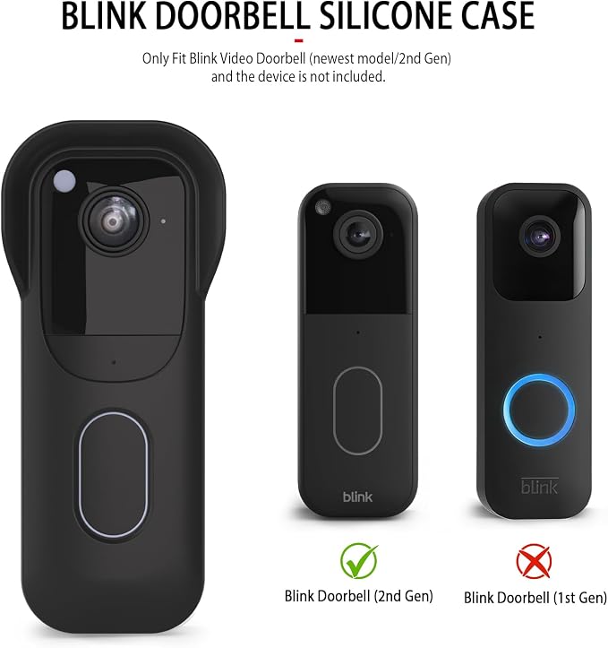 Blink Doorbell Camera Cover - Weatherproof Silicone Protective Case with Brim for for Blink Video Doorbell 2025 New Model (2nd Gen), Full Protection, Easy Installation (Black) - Image 2