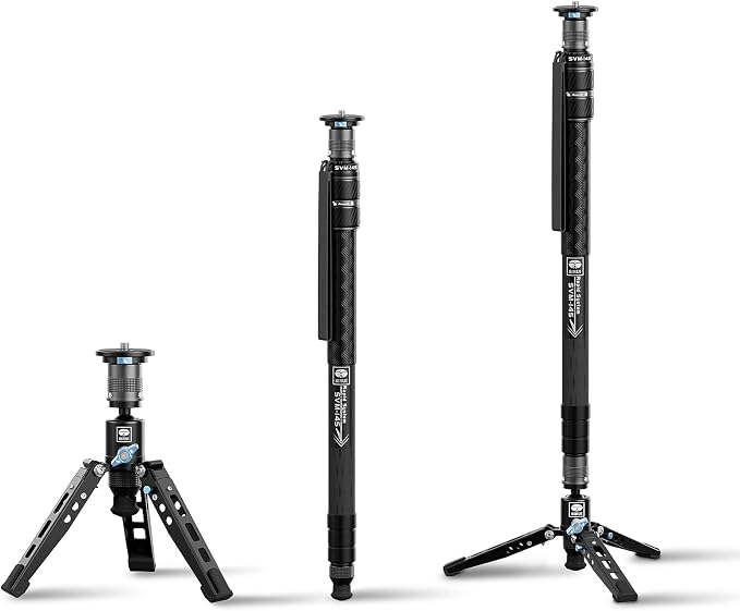 SIRUI SVM-145 Carbon Fiber Rapid Monopod, One-Step Height Adjust, 57" | 22LB Load, Monopod with Feet, Modular 3-in-1, Lightweight, DSLR, Mirrorless Camera, Travel, Outdoor by SIRUI