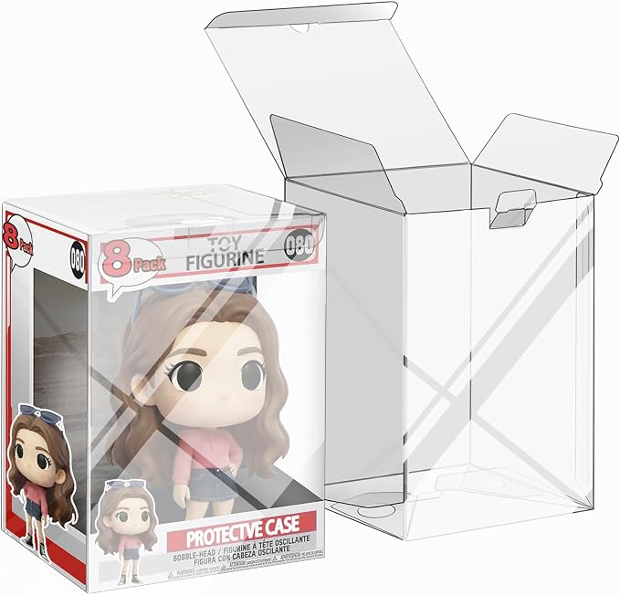 Protector Cases Compatible with Funko, 8 Count Fit 4" Collectible Figures | Stackable Storage, Clear Display Box with Protective Film, 8 Count by Sooez