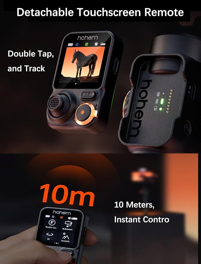 hohem iSteady M7 Gimbal Stabilizer for iPhone, 3-Axis Smartphone Gimbal | Magnetic AI Tracker Fill Light, Detachable Touchscreen Remote Controller, Built-in Extension Rod,iSteady 9.0,500g Payload - Image 2