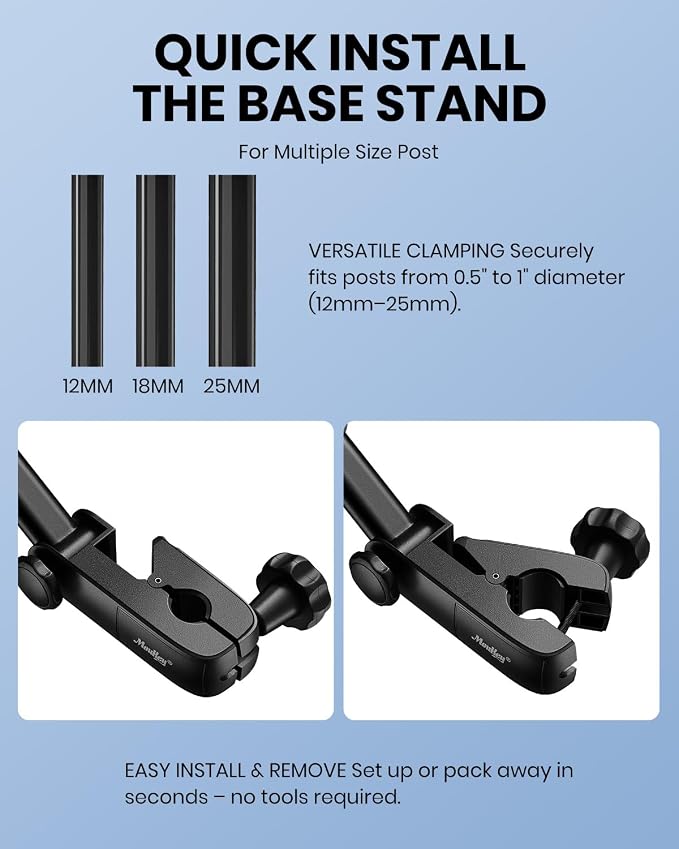 Moukey Adjustable Tablet Holder Clip-on Phone Mount for Mic Microphone Stand Music Stand, Compatible with All 4.7 to 12.9 Inches iPad, iPhone, Android Tablets, Pads, Smartphones - Image 6