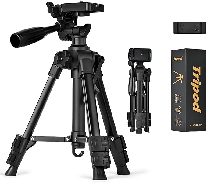 Small Tripod for Camera, Mini Tripod for Projector, Phone, DSLR, Laser Level, Portable Adjustable 11"-25" Height, 5 lbs Capacity, 360 Rotation, Includes Carry Bag and Phone Holder by DXXCCOLL