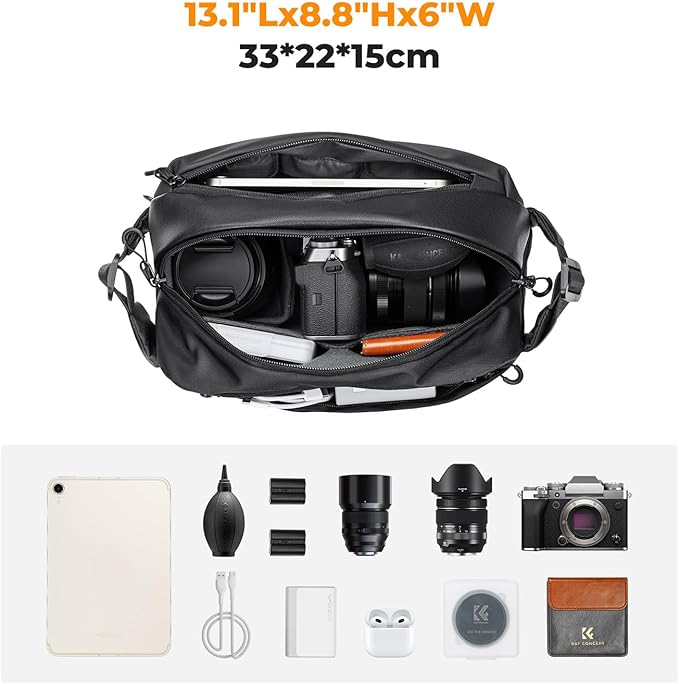 K&F CONCEPT Camera Sling Bag, Everyday Shoulder Crossbody Bag | Multifunction Photography Portable Bag, DSLR/SLR/Mirrorless Camera Case, Compatible for Canon/Nikon/Sony, BS01 - Image 2