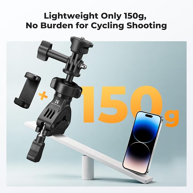 K&F CONCEPT Handlebar Bike Mount, 360° Rotation Camera Clamp Mount | with 1/4" Screw Compatible with Hero 13/12/11/10, Osmo Action 6 5 4 Pro, 360 X5 X4 and Smartphones, MS69 - Image 6