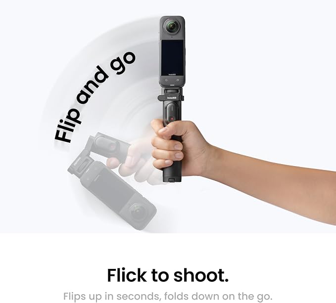 Insta360 Foldable 2-in-1 Selfie Stick Remote Kit with Invisible Stick, Built-in Tripod, Ideal for Vlogging, Hiking, Group Shots, Supports X5, X4 Air, X4, X3 Action Cameras - Image 2