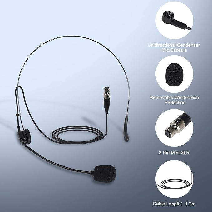 Phenyx Pro Mini XLR Lapel Mic for Wireless Microphone Systems 1HM1LM-BLK | Unidirectional Condenser Capsule, PTU-5000 Compatible, Stage, Church, Conferences, Interviews, Video Recording - Image 2