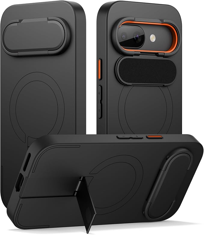 SURITCH for Google Pixel 9a Phone Case, Compatible with MagSafe, Protective Cover with Camera Cover & Adjustable Metal Kickstand for Pixel 9a -Black by SURITCH