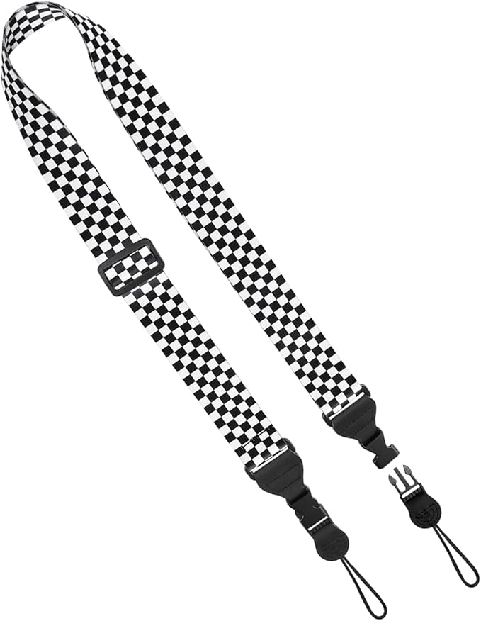 FIEIL Nylon iPad Strap, Adjustable Camera Neck Strap, Comfortable Shoulder Strap for iPad, Cellphone Tablet, Camera, Laptop, Binocular, Luggage Bag (Black and White Checkered Universal Neck Lanyard) by FIEIL