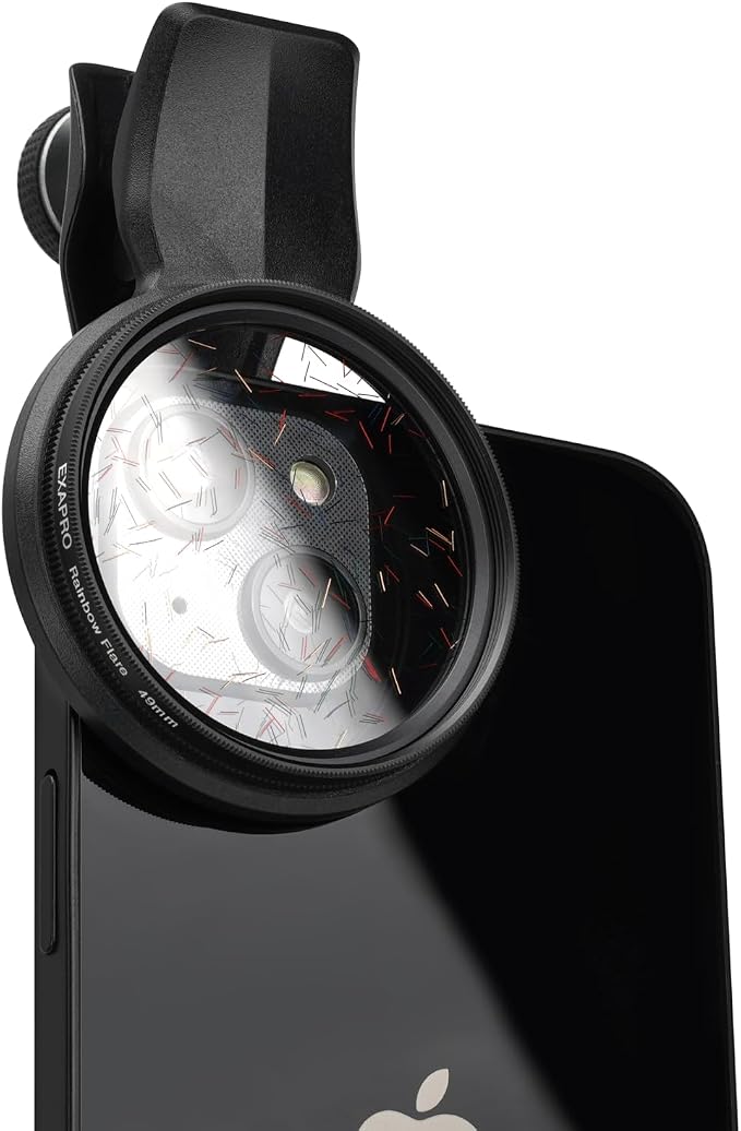 EXAPRO Smartphone Lens Filter Clip + Rainbow Flare Filter Set, forφ49mm Lens Filter, Rotating Frame Type, Compatible with iPhone/Android, ‎EXP-FCRRF-02 - Image 2