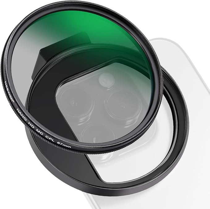 NEEWER 67mm CPL Filter for Phone, Circular Polarizing Camera Lens Filter with Cold Shoe Clip Compatible with iPhone 17 16 16e 15 Pro Max Plus 14 13 Android Samsung Galaxy S25 Ultra, FL-27 by Neewer