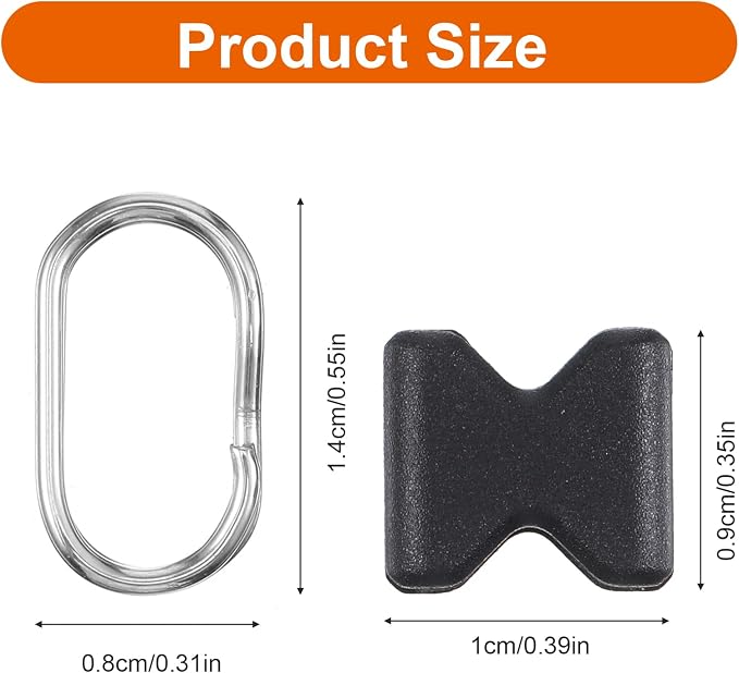 Molain 6Pcs Stainless Steel Oval Split Rings, Compatible Camera Strap Hook Lug Ring with Plastic Cap for Belt Hook Lanyard Cameras Shoulder Strap - Image 3