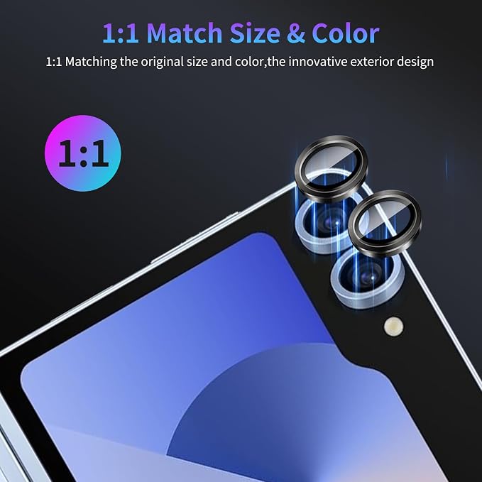 Camera Lens Protector for Samsung Galaxy Z Flip 6,1 Pack | Tempered Metal Glass Camera Cover Film,HD Clear,Anti-Scratch Lens Screen Protector Film,Case Friendly,Black Titanium - Image 5