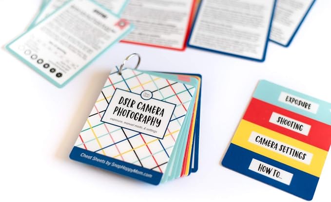DSLR Cheat Sheet Cards for Canon, Nikon and Sony Cameras - Plastic Quick Reference Photography Cards | Camera Settings, Exposure & Manual Mode (Bright) - Image 8