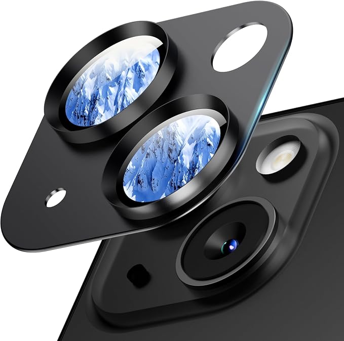Camera Lens Protector for iPhone 15/15 Plus/iPhone 14/14 Plus-Black | Aluminum Alloy, Tempered Glass Camera Cover, Nano Reinforced Adhesive, Accessories, Anti-Drop, Anti-Scratch, Case Friendly by WumigooProducts