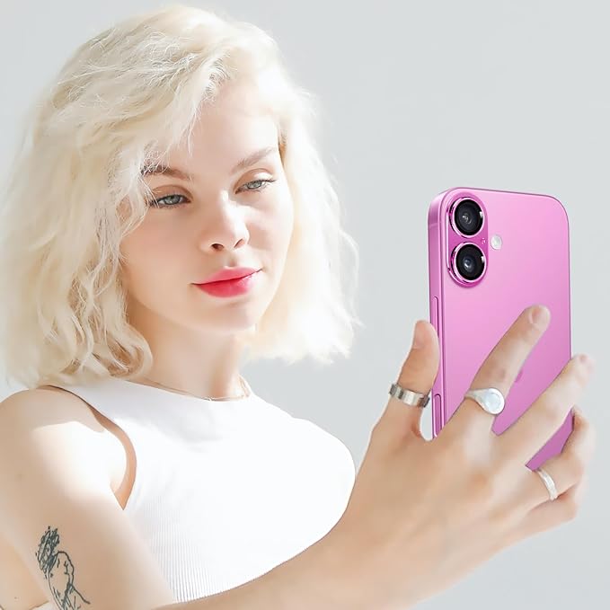 Compatible with iPhone 16 and 16 Plus Camera Lens Protector, Anti-Scratch Tempered Glass Metal Camera Screen Protector Shockproof Full Protective Lens Cover, Pink - Image 7