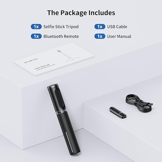 ATUMTEK Selfie Stick Tripod, 3-in-1 Extendable Aluminum Phone Tripod with Detachable Bluetooth Remote, Compatible with iPhone 17/16/15/14/13/12/11/11 Pro/XS Max/XR and Samsung Smartphones, Black - Image 9