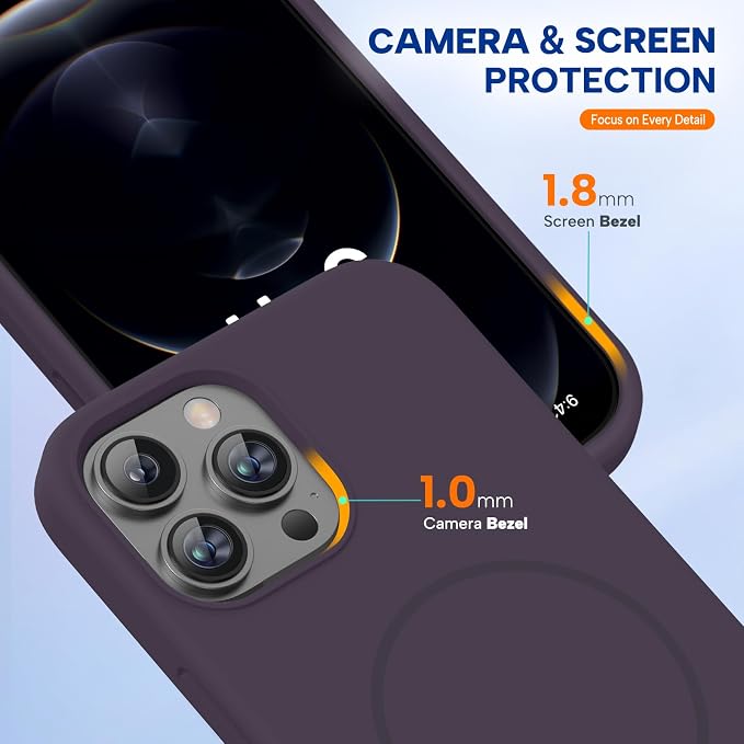 Miracase Silicone & Magnetic for iPhone 12 Pro Max Case, Dark Purple | Compatible with MagSafe, Soft Microfiber Lining, Premium Silicone Case Shockproof Drop Protection Phone Case for 12 Pro Max - Image 5