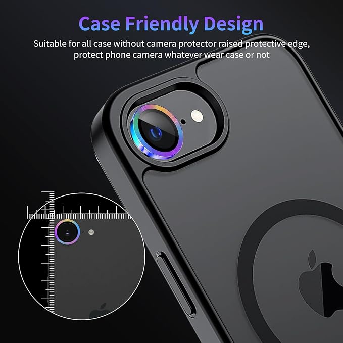 Camera Lens Protector for iPhone 16e / iPhone 17e,1 Pack | Tempered Metal Glass Camera Cover, HD Clear Anti-Scratch Lens Screen Protector Film,Case Friendly,Colorful Titanium - Image 7