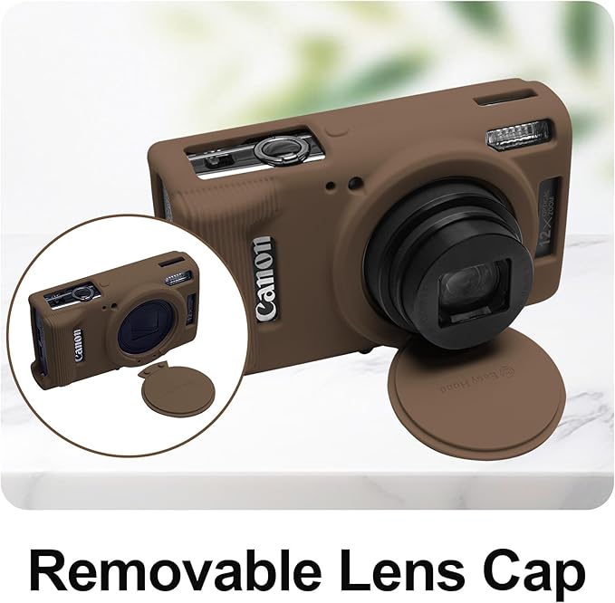 Easy Hood Camera Case for Canon ELPH 360/IXUS 285 HS/IXY 650 Camera,Brown | With Removable Lens Cover,Soft Silicone Protective Case,Anti-Scratch,Dustproof,Shockproof,Enhanced Grip,Camera Accessories - Image 2