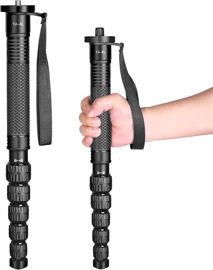 TONYBOO 68.5” Aluminum Camera Monopod,Lightweight & Portable, 5-Section Travel Monopod, Max Load 33 lbs for DSLR/Mirrorless Cameras, Camcorders, Compatible with Canon Nikon Sony - TA-6L by TONYBOO