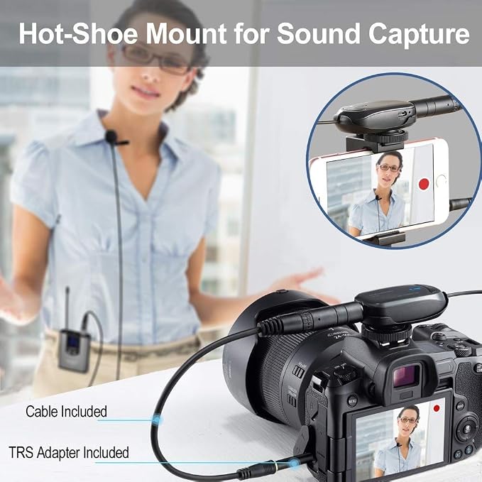 Alvoxcon Wireless Headset Lavalier Microphone System Wireless Lapel Mic Best for iPhone, DSLR Camera, PA Speaker, YouTube, Podcast, Video Recording, Conference, Vlogging, Church, Interview, Teaching - Image 2