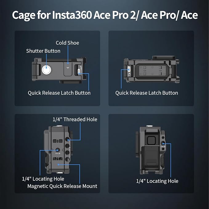 Nitze Street Snap Grip Kit for Insta360 Ace Pro 2/Ace Pro/Ace - T-IN04B | Aluminum Alloy Material, Ergonimic Design, Wrist Strap, Cold Shoe Shutter Button - Image 3