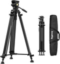 SMALLRIG 73''/186cm Heavy Duty Aluminum Alloy Video Tripod, Max Load 8kg (18lbs), Fluid Head with +85° to -78 Tilt Range, Compact Travel Tripod Weight 3.1kg(6.8lbs), Folded Height 88cm, AD-14 by SmallRig