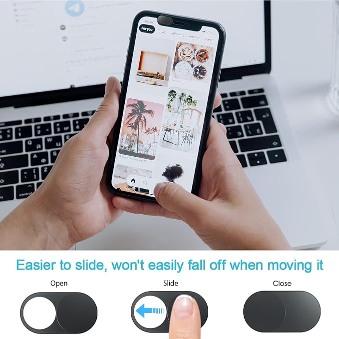 HKDGYHON Laptop Camera Cover Slide, Metal Webcam Cover, Super-Thin 0.023 inch Magnetic Camera Cover Slide, Protect Privacy, Compatible with MacBook, iMac, Laptop, PC, iPad, iPhone - Image 3
