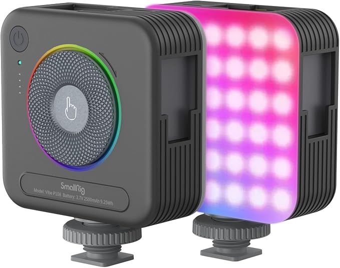 SmallRig P108 RGB Video Light,Portable LED Camera Lights 360° Full Color Photography Lighting w 3 Cold Shoe, 2500mAh Rechargeable On-Camera Video Light Panel 2700K - 6500K for YouTube, Vlogging | 360 Full Color, 2700K - 6500K, with 3 Cold Shoes, 2500mA... by SmallRig
