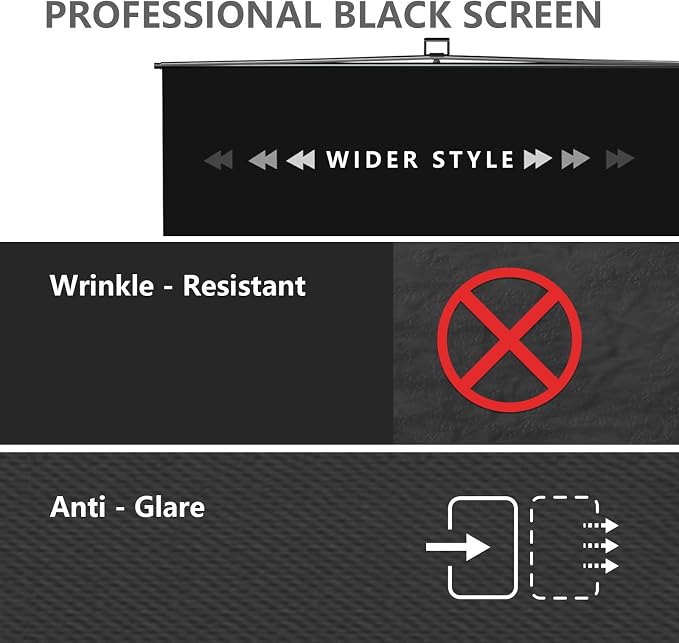【Wider Style】 RAUBAY 78.7 x 82.7in Large Collapsible Black Backdrop Screen | Portable Retractable Panel Photo Background with Stand for Video Conference, Photographic Studio, Streaming - Image 3