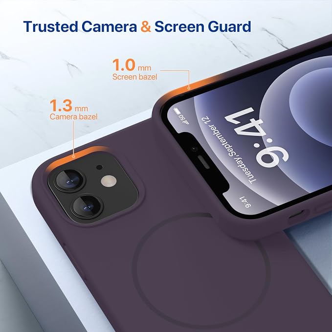 Miracase Magnetic for iPhone 12 Case/iPhone 12 Pro Case, Dark Purple | Compatible with MagSafe, Anti-Scratch Microfiber Lining, Premium Silicone Shockproof Drop Protection Phone Case for 12/12 Pro - Image 6