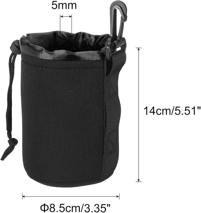 PATIKIL Camera Lens Bag, 2 Pcs 3.3" IDx5.5 H Drawstring Lens Pouch with Thick Protective Neoprene, Lens Case for DSLR Camera Lens, Water Coffee Cups Black - Image 2