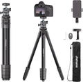 72" Travel Tripod for Camera and Phone, Lightweight Aluminum Tripod with Arca Ball Head, Phone Holder, Quick-Release Plate, Wireless Remote & Carry Bag for DSLR Smartphone Video Recording by Jishane