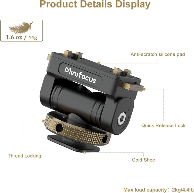 MINIFOCUS Magnetic Cold Shoe Adapter Mount, 360° Rotatable 160° Tilt Action Camera Hot Shoe Mount with 1/4" Screw Hole Compatible with Insta360 Ace Pro/Ace Pro2/X4/X4 Air/X5 - Image 2