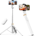 SENSYNE 72" Phone Tripod, Extendable for iPhone & Selfie Stick with Detachable Phone Holder & Wireless Remote, Compatible with All Cell Phones, Camera (White) by sensyne