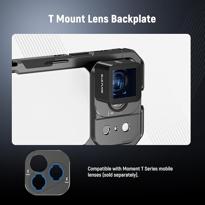 NEEWER Phone Cage Compatible with iPhone 17 Pro, Quick Release Video Rig Stabilizer Accessories with 67mm Filter Ring, 17mm Lens Backplate, T Mount Adapter, 4X Camera Control Cap, PA143 (Black) - Image 5