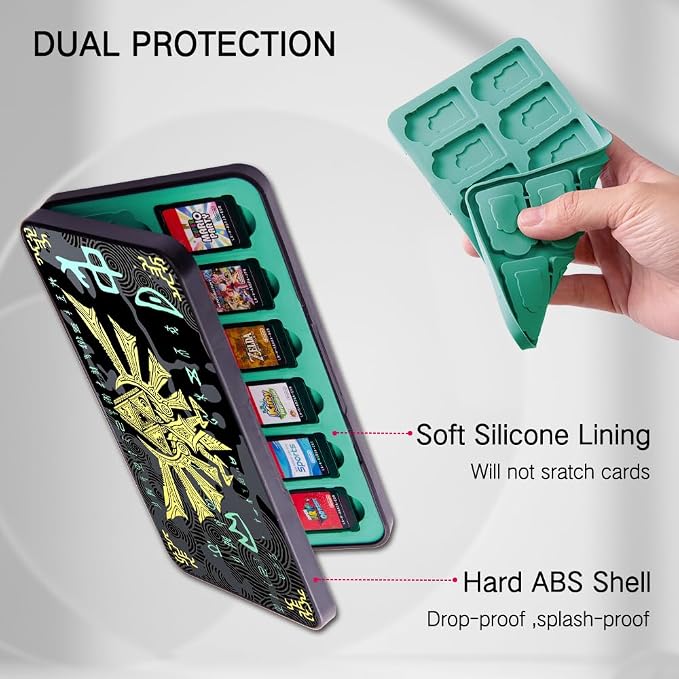 PERFECTSIGHT Switch Game Case Compatible with Nintendo Switch 2/OLED/Switch Lite, 24 Switch Game Holder Cartridge Case with 24 Game & 48 Micro SD Cards Storage, Kingdom Badge - Image 5