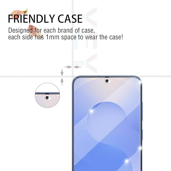 Galaxy S25 Plus / S25+ Tempered Glass Screen & Lens Protector 2+2 Pack | [Ultrasonic Fingerprint Unlock] [Case Friendly] [Bubble-Free] - Image 5