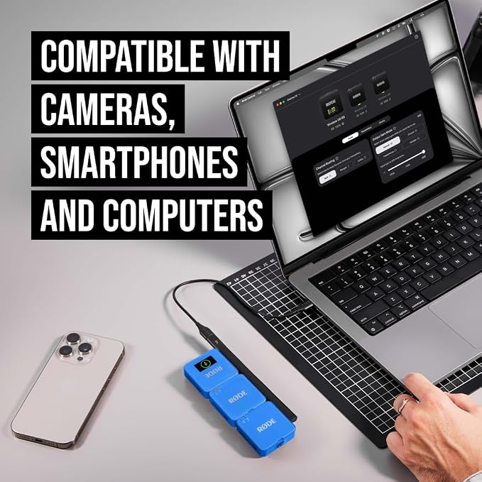 RØDE Wireless GO (Gen 3) – Compact Wireless Mic – Pristine Audio, 32-bit Float Recording, Automatic Level Control, for Phones, Cameras and Computers (Cobalt) - Image 3