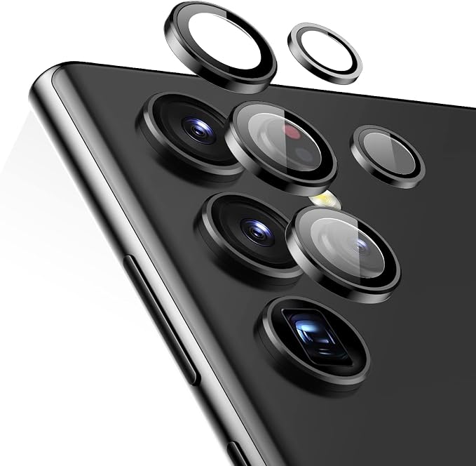 ESR for Samsung Galaxy S22 Ultra Camera Lens Protector, 5 Pack, Black | Individual Camera Cover, 9H Tempered Glass, Original Camera Clarity, Scratch-Resistant, Case Friendly by Unknown
