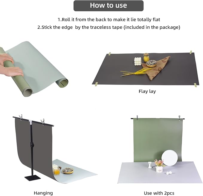 Yoocheese Photo Backdrop for Product Photography: 6pcs/12color Paper Background kit for Food Photos, Small Item Photoshoot - for Product Photographer & Content Creator (22x34inches New) - Image 6