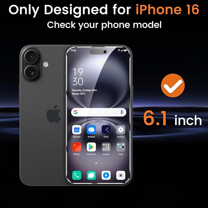 Lesakit 4+4 Pack Privacy Screen Protector for iPhone 16 6.1-Inch with 4 Pack Camera Lens Protector, Anti Spy Tempered Glass Film 9H Hardness Case Friendly - Image 2