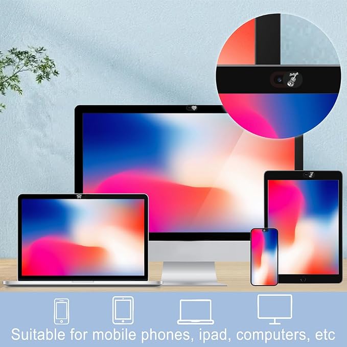 6Pcs 6 Styles Laptop Camera Cover Music Notes Privacy Guard Accessories, 0.04 Inch Ultra Thin Webcam Cover Protector Blocker for Desktop Computer Tablet Notebook Mini PC Home Office Use - Image 7