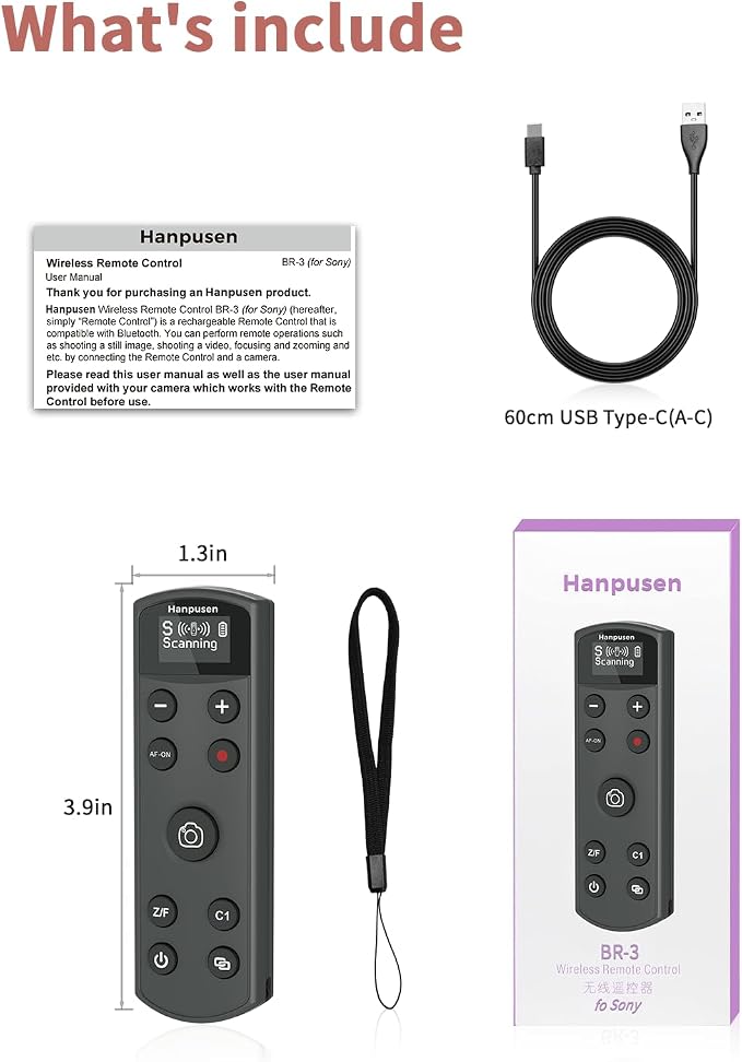 for Sony Camera Remote Control, Hanpusen Rechargeable Wireless Shutter Release with OLED Screen for ZV-E10/ZV-1/A7 III/A7 IV/ZV-1F/A6400/A6700/A6600/A6100/ZV-E1/FX30/A7C II/FX3, Replace RMT-P1BT - Image 7