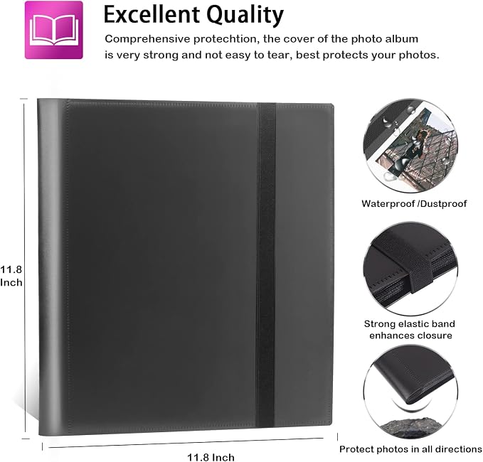 672 Pockets Photo Album For Instax Mini & Polaroid 2x3 Photos, Black | Large Capacity, Sturdy Pages, Elastic Band Closure, Keep Instant Photos Organized For Travel, Family Memories, Daily Storage. - Image 4