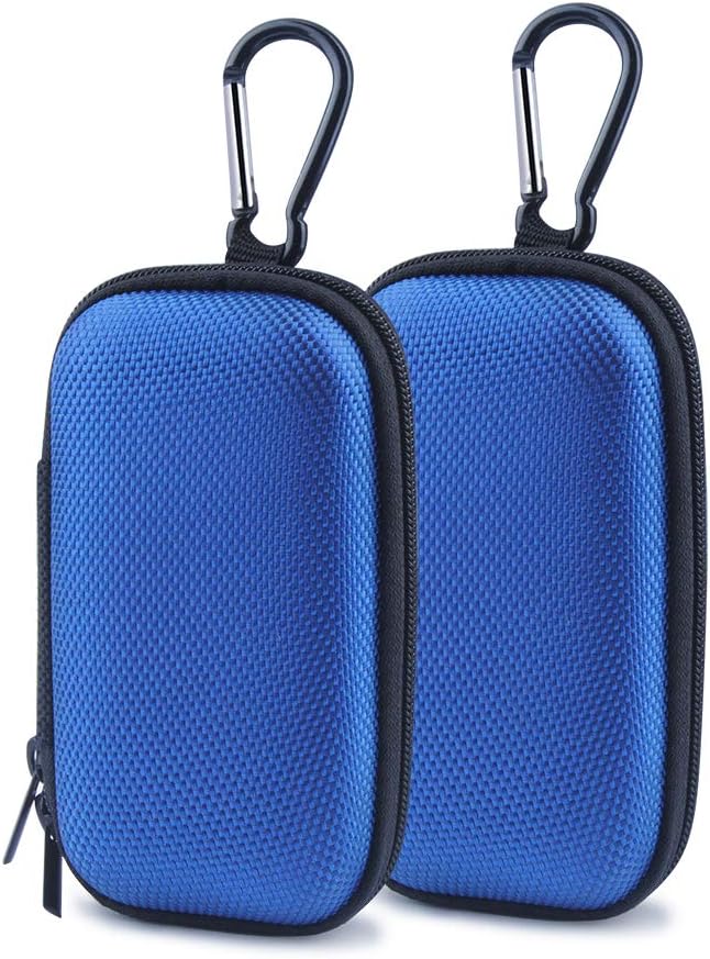 Electronic Organizer Case, Portable Clamshell Headphones Cover, Storage Bag | Storage Bag Pouch with Metal Carabiner Clip for USB Cable Charger Earphones Memory Cards U Disk Lens Filter Keys Coins, Blue by HOOTEK