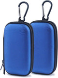 Electronic Organizer Case, Portable Clamshell Headphones Cover, Storage Bag | Storage Bag Pouch with Metal Carabiner Clip for USB Cable Charger Earphones Memory Cards U Disk Lens Filter Keys Coins, Blue by HOOTEK